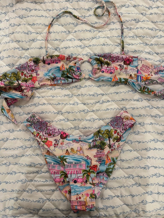Other - Tropical Print Bikini Set with Ring Detail